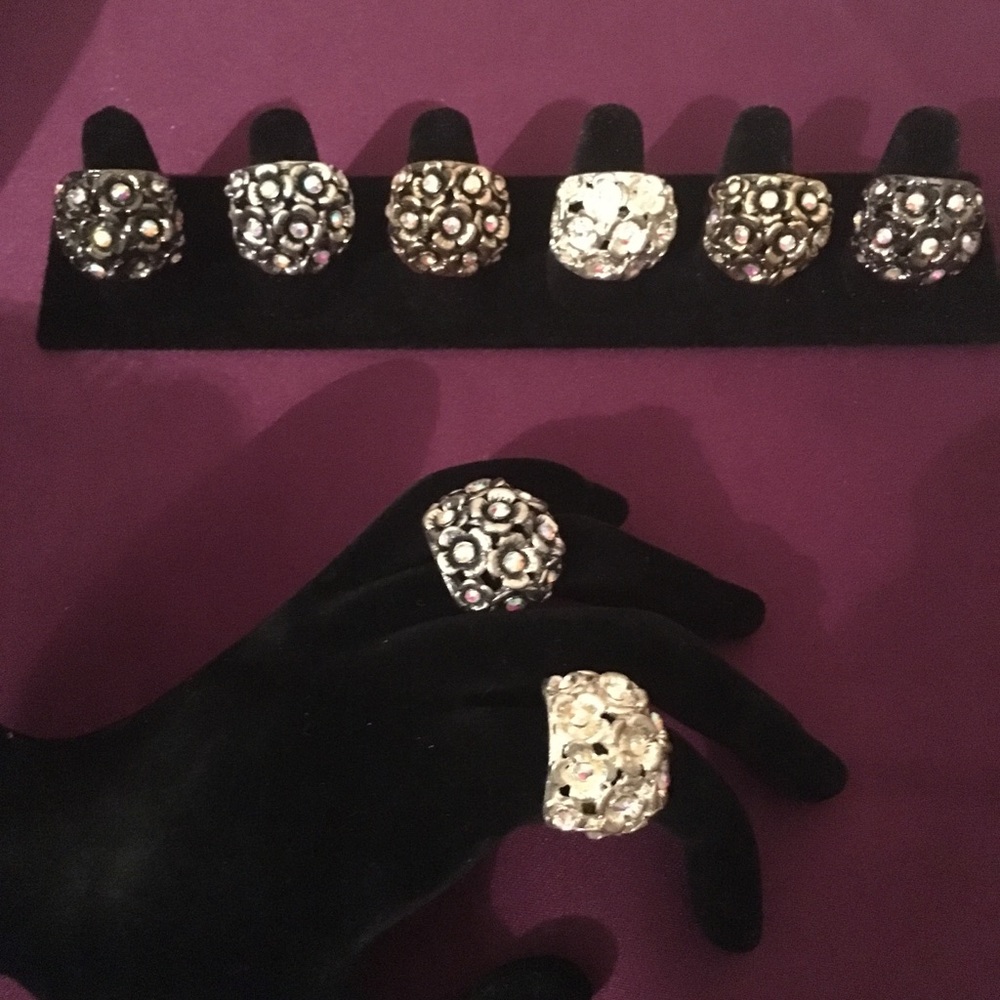 Wholesale Lot “Cluster of Roses” Rhinestone Rings
